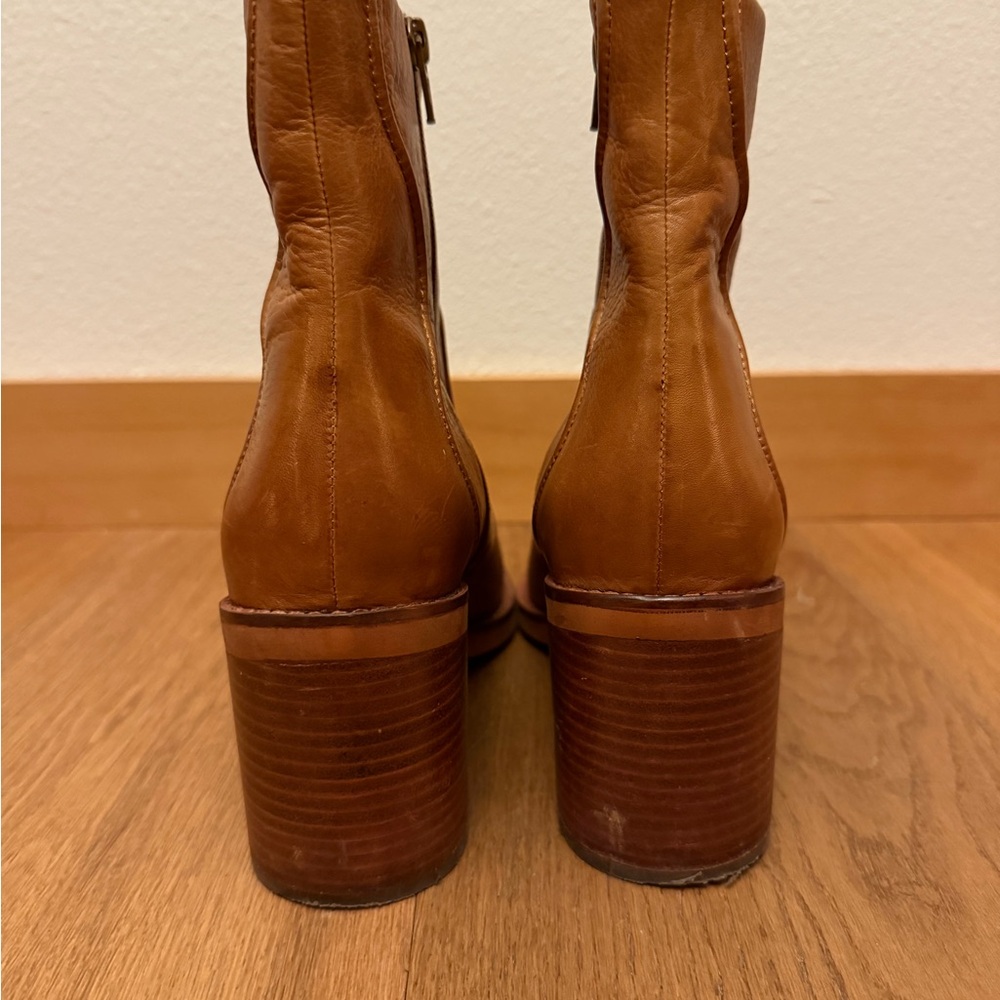 Seychelles Turbulent Cognac Heeled Square Toe Leather Boots - Picture 5 of 7